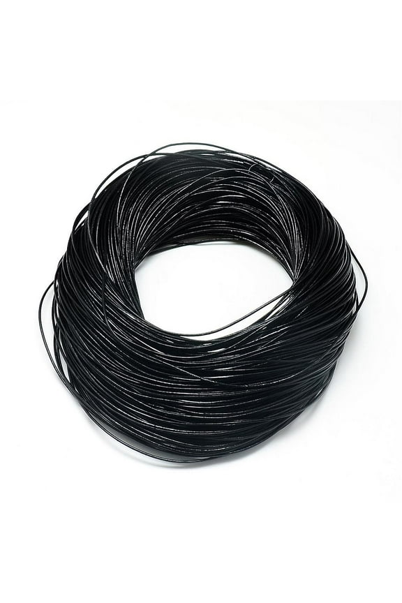 1 Bundle Round Cowhide Leather Cord Leather Rope String for Bracelets Necklaces Black 1mm 100yard/bundle
