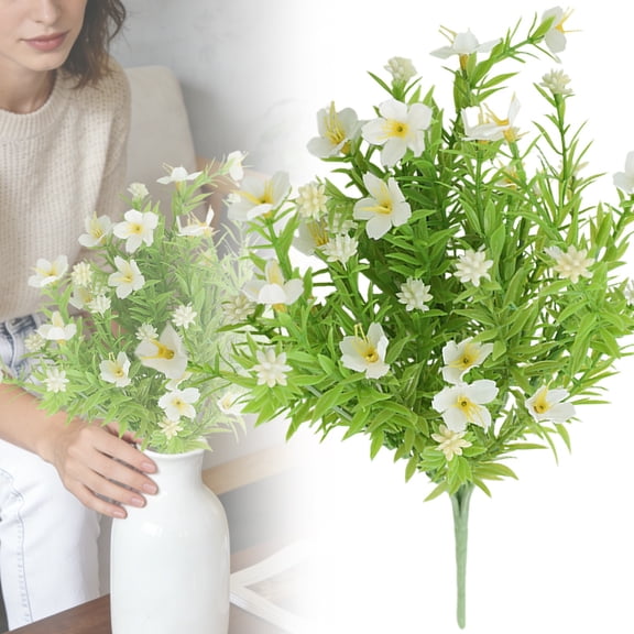 1 Bundle Weather Resistant Plastic Artificial Memorial Cemetery Bouquet Hanging Faux Floral For Window Box Mount, Home Table Centerpiece And Grave Tribute Static Display