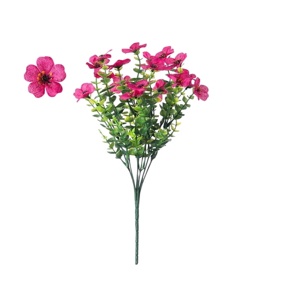 Real-Looking Artificial Mums for Autumn Display - 1 Bundles UV Protected Faux Daisy Flowers, Ideal for Outdoor Decoration and Gift Giving,Hot Pink