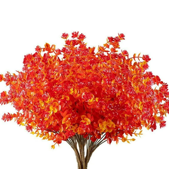 1 Bundles Artificial Fall Flowers No Fade Faux Autumn Plants, Fake Indoor Outdoor Greenery Decorations for Thanksgiving Christmas Wedding Party Home Garden Fireplace Decor, 13.78 Inch, Orange