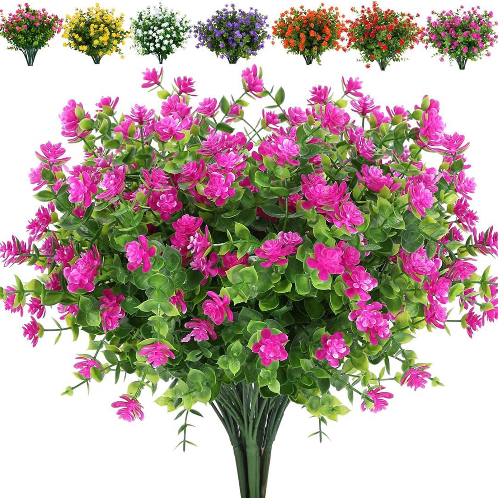 1 Bundles Artificial Flowers Outdoor, Artificial UVResistant Plastic Flower for Hanging Planter Porch Window Home Wedding Spring Summer Decor