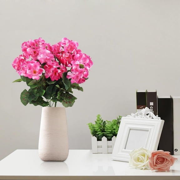 1 Bundles Artificial Geranium Flowers,Realistic Artificial Geranium Bouquet,Silk Geraniums Flowers Bush Faux Flowers for Outdoor Planter Decor Garden Porch Grave Cemetary Table Centerpiece(Pink)