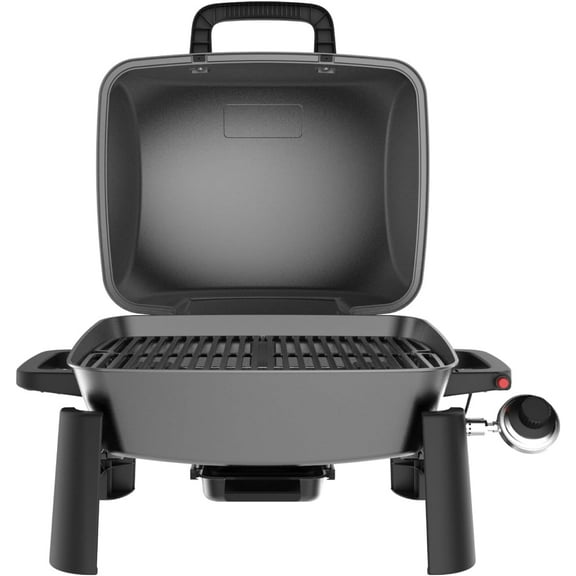 1-Burner Portable Propane Gas Grill with Lid, Piezo Ignition, 10,000 BTUs, 183 SQ In, Compact Tabletop Grill for Outdoor Cooking, Camping, Tailgating, Gardens, Patios, and More