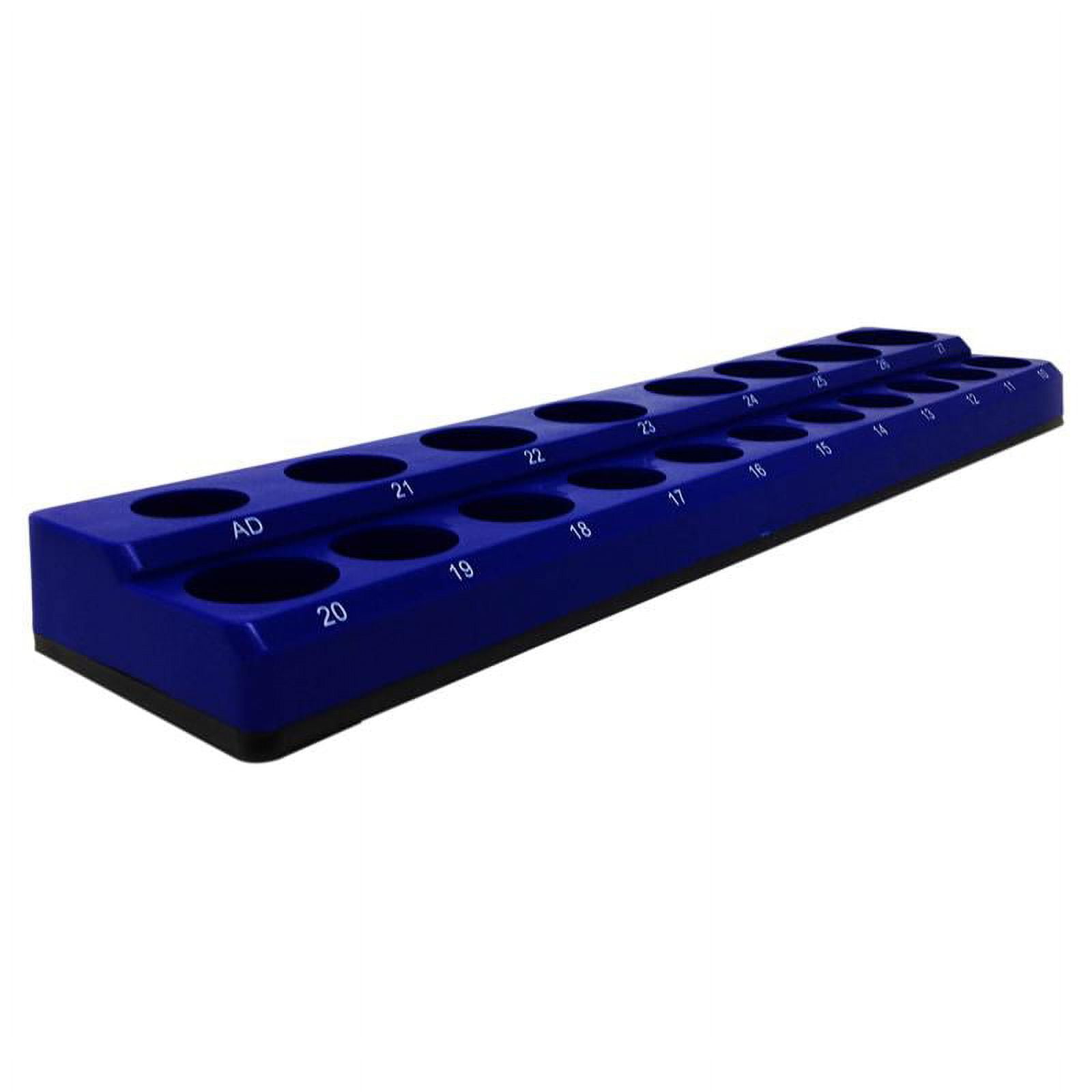 Taj Tools 1 By 2 Drive Metric Magnetic Socket Holder Tool Organizer Tray -  Blue, Holds 18 Sockets And 1 Socket Adaptor