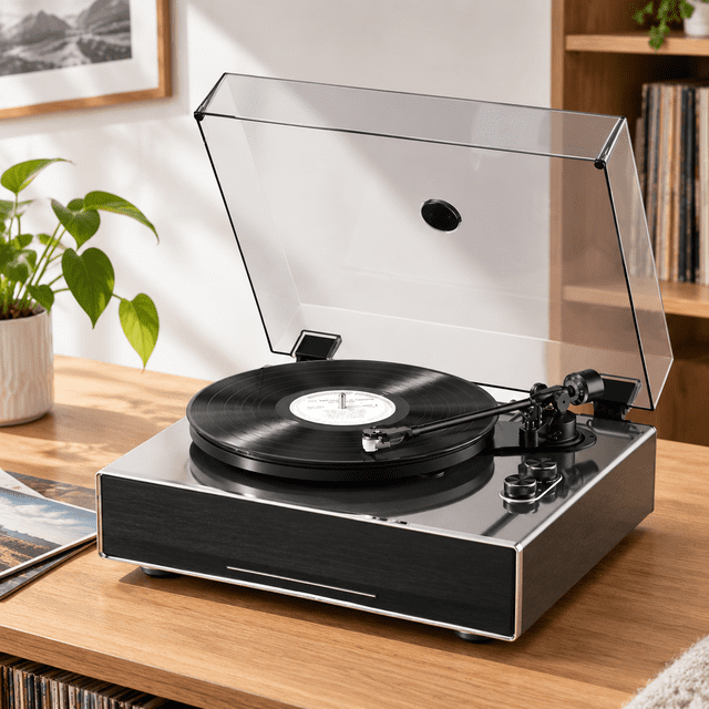 1 By One Vinyl Record Player Withs Input Stainless Steel - Walmart ...