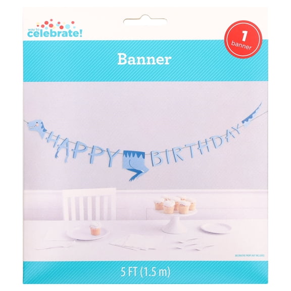 Blue Dinosaur Happy Birthday Party Banner, 5', by Way To Celebrate