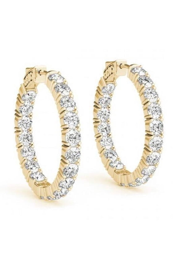 1 CT 14K Yellow Gold Lab Grown Diamond Hoop Earring Set