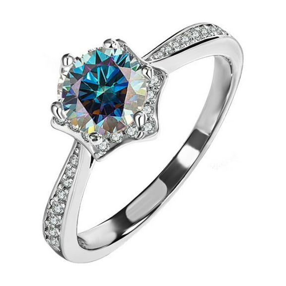 1 CT 18K White Gold Moissanite Rings for Women Gift D Color VVS1 Diamond Rings S925 Sterling Silver Rings jewelry Moissanite Engagement Rings with Certificate