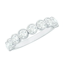 Rosec Jewels 1 CT Bezel Set Moissanite Eternity Ring for women, 925 Sterling Silver, US 4.00