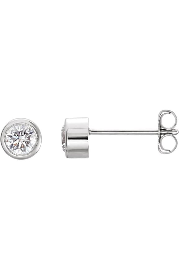 1 CT Bezel Set Round Diamond Stud Earring