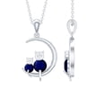 thumbnail image 1 of Rosec Jewels 1 CT Blue Sapphire and Diamond Cat Moon Necklace, 10K White Gold, 1 of 8