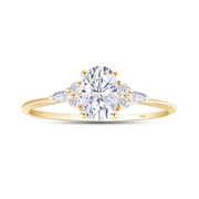 1 CT Center 7X5MM Oval, Marquise & Round Cut Lab Created Moissanite Diamond Solitaire Engagement Ring For Women In 10K Solid Yellow Gold  VVS1 Clarity, 1.00 Cttw-6.5