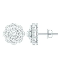 1 CT Certified Moissanite Floral Stud Earrings for Women, Moissanite Statement Earrings in Gold (D-VS1 Quality, Rosec Jewels), 925 Sterling Silver