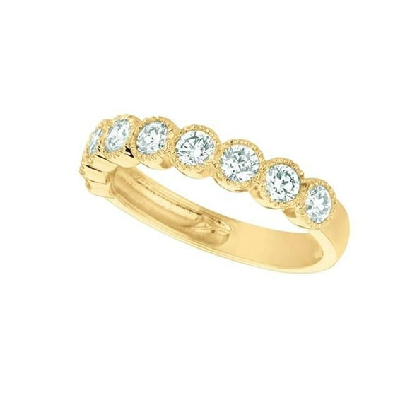 1 CT Diamond Half Eternity Band Ring, 14K Yellow Gold - Size 6.5