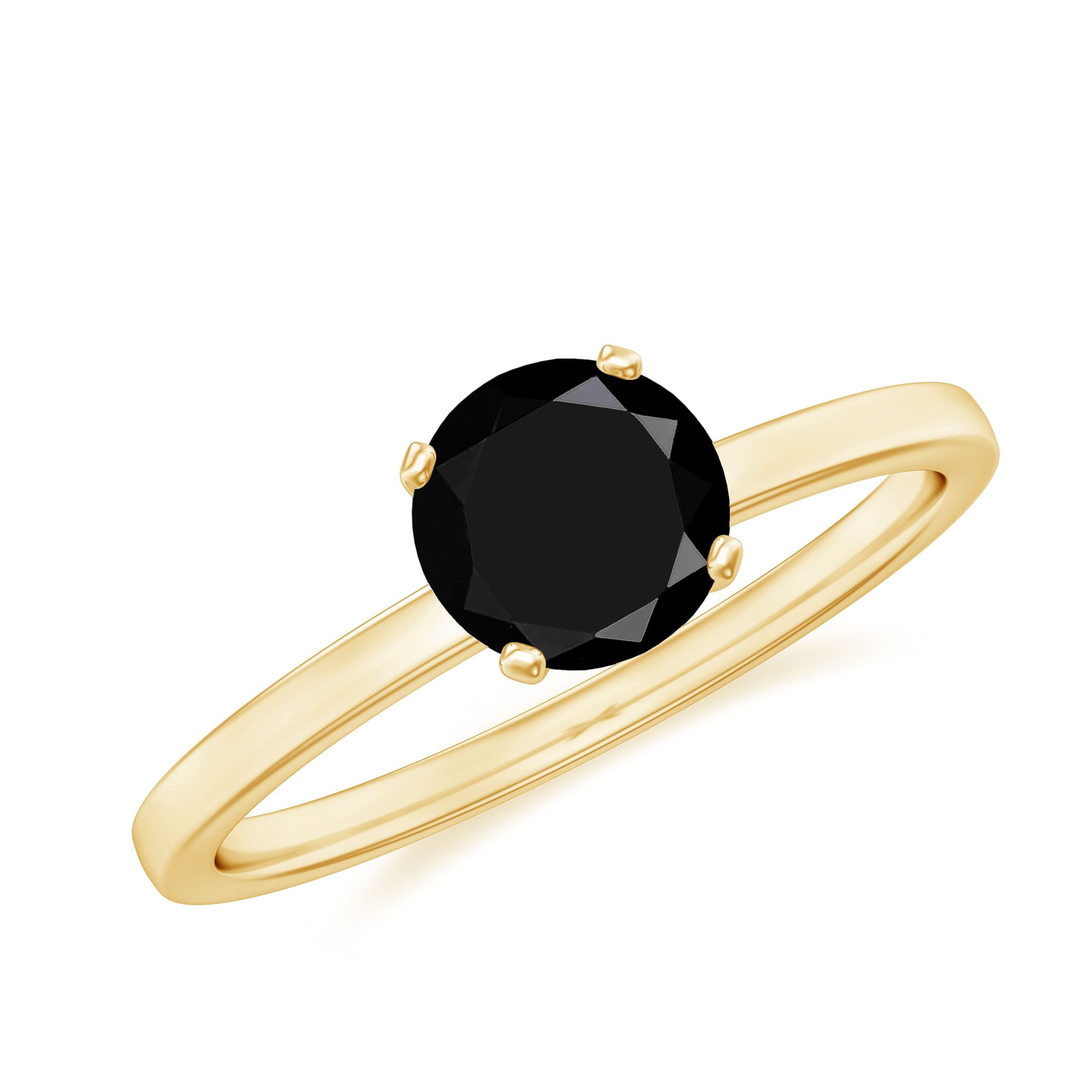 1 CT Elegant Black Diamond Solitaire Ring for Women, Black Diamond