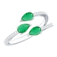 thumbnail image 1 of Rosec Jewels Emerald Diamond Ring, East West Emerald Ring, Emerald Three Stone Ring, Green Emerald Wrap Ring, Diamond and Emerald Ring for Women, 18K White Gold, US 5.00, 1 of 8