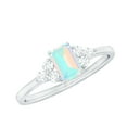 thumbnail image 1 of Rosec Jewels Real Ethiopian Opal and Diamond Ring, 6X8 MM Emerald Cut Ethiopian Opal Solitaire Ring, October Birthstone Ring for Women, 925 Sterling Silver, US 6.00, 1 of 9