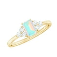 thumbnail image 1 of Rosec Jewels Real Ethiopian Opal and Diamond Ring, 6X8 MM Emerald Cut Ethiopian Opal Solitaire Ring, October Birthstone Ring for Women, 10K Yellow Gold, US 4.00, 1 of 9
