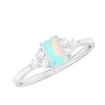 thumbnail image 1 of Rosec Jewels Real Ethiopian Opal and Diamond Ring, 6X8 MM Emerald Cut Ethiopian Opal Solitaire Ring, October Birthstone Ring for Women, 14K White Gold, US 5.00, 1 of 9