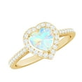 thumbnail image 1 of Rosec Jewels 1 CT Ethiopian Opal and Diamond Ring, 6 MM Heart Shape Ethiopian Opal Ring, Opal Engagement Ring, 18K Yellow Gold, US 10.50, 1 of 9