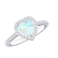 thumbnail image 1 of Rosec Jewels Ethiopian Opal and Diamond Ring, 0.7 Ct - Heart Shape Ethiopian Opal Ring, Opal Engagement Ring, 925 Sterling Silver, US 4.00, 1 of 9
