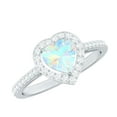 thumbnail image 1 of Rosec Jewels 1 CT Ethiopian Opal and Diamond Ring, 6 MM Heart Shape Ethiopian Opal Ring, Opal Engagement Ring, 925 Sterling Silver, US 8.00, 1 of 9