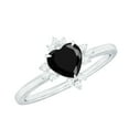 thumbnail image 1 of Rosec Jewels Black Onyx Heart Engagement Ring for Women - Black Onyx Diamond Ring (8 mm, AAA Quality) - with Jewelry Box, 14K White Gold, US 12.50, 1 of 8