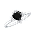 thumbnail image 1 of Rosec Jewels Black Onyx Heart Engagement Ring for Women - Black Onyx Diamond Ring (8 mm, AAA Quality) - with Jewelry Box, 18K White Gold, US 11.00, 1 of 8