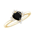 thumbnail image 1 of Rosec Jewels Black Onyx Heart Engagement Ring for Women - Black Onyx Diamond Ring (8 mm, AAA Quality) - with Jewelry Box, 18K Yellow Gold, US 5.50, 1 of 7
