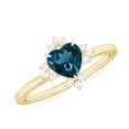 thumbnail image 1 of Rosec Jewels London Blue Topaz Heart Engagement Ring 2 Carat - Blue Topaz Diamond Ring - AAA Quality - With Jewelry Box, 10K Yellow Gold, US 3.50, 1 of 9
