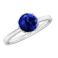 thumbnail image 1 of Rosec Jewels Lab Grown Blue Sapphire Solitaire Engagement Ring for Women - 6 mm Round - 1 Carat - AAAA Quality Certified, 10K White Gold, US 4.50, 1 of 7