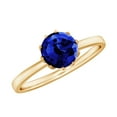 thumbnail image 1 of Rosec Jewels Lab Grown Blue Sapphire Solitaire Engagement Ring for Women - 6 mm Round - 1 Carat - AAAA Quality Certified, 18K Yellow Gold, US 8.00, 1 of 7