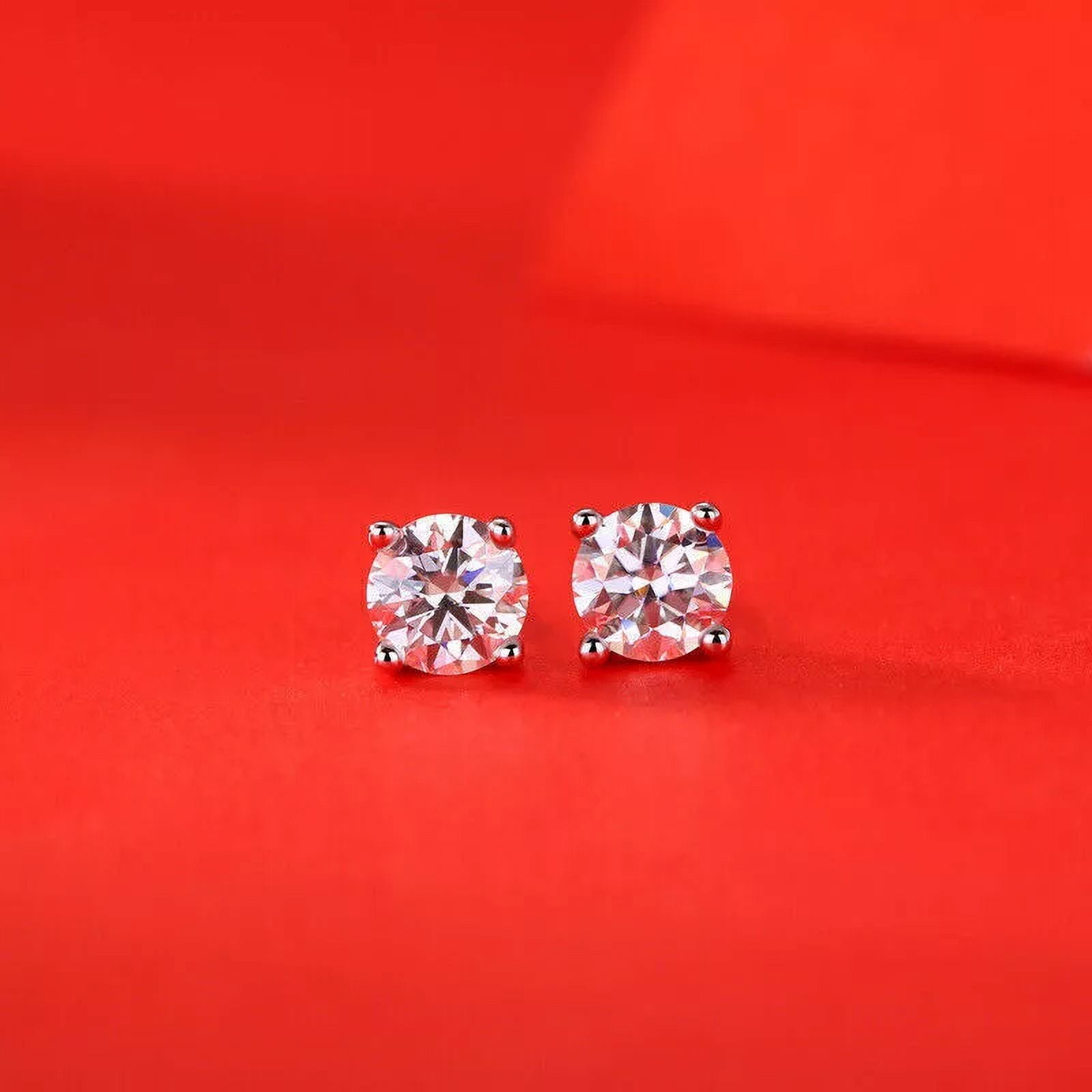 "1 CT Moissanite Screw Back Solitaire Stud Earrings | GRA Certified D/VVS1 | 925 Sterling Silver | 5mm"