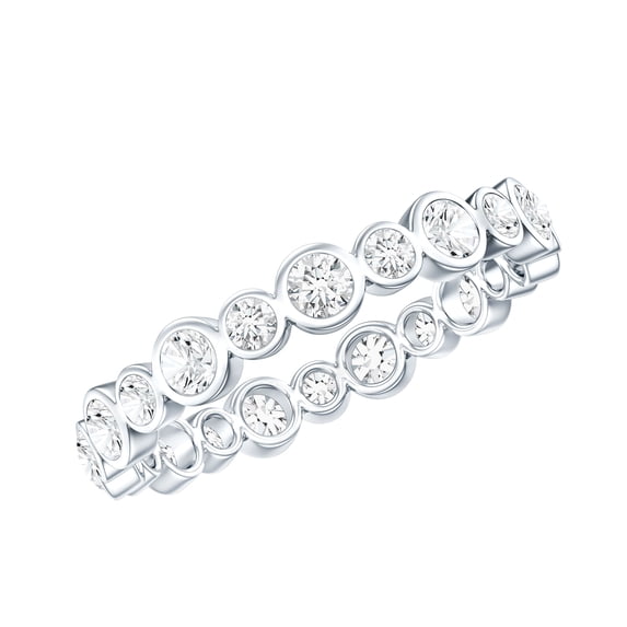 Rosec Jewels Certified Moissanite Eternity Ring for Women - Bezel Set Wedding Band - D-VS1 Grade - Ready to Gift with Jewelry Box, 925 Sterling Silver, US 4.00