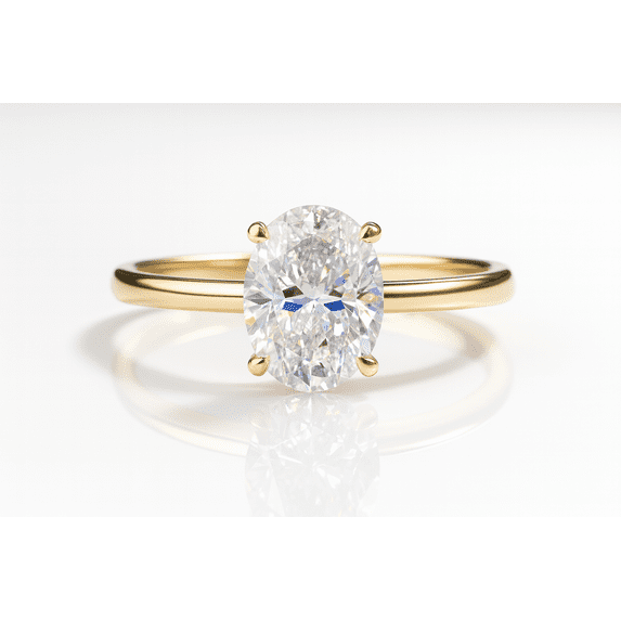 1 CT Oval Cut Moissanite Diamond Ring Anniversary Proposal Ring Solitaire Ring Perfect for Valentine's Gift 10K Yellow Gold Engagement Rings and Band