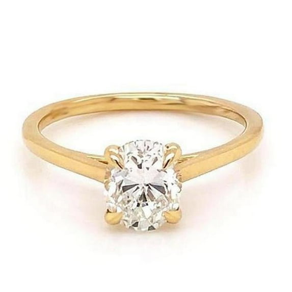 1 CT Oval Diamond Solitaire Ring, Yellow Gold - Size 6.5