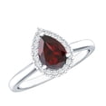 thumbnail image 1 of Rosec Jewels Garnet Teardrop Engagement Ring with Halo - 0.8 Carat - Natural Garnet Diamond Ring - AAA Grade, 10K White Gold, US 10.50, 1 of 8
