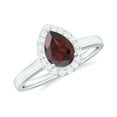 thumbnail image 1 of Rosec Jewels Garnet Teardrop Engagement Ring with Halo - 1 Carat - 5X7 mm Pear Shape - Natural Garnet Diamond Ring - AAA Grade, 18K White Gold, US 8.50, 1 of 8