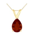 thumbnail image 1 of AFFY 1 CT Pear Shape Simulated Red Garnet Solitaire Pendant Necklace In 14k Yellow Gold, 1 of 1