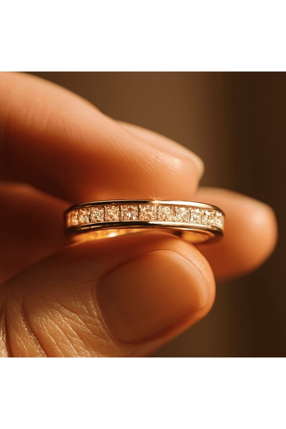 1 CT Princess Half Eternity Ring Platinum Plated Silver Band Wedding Anniversary Gift Ring for Women