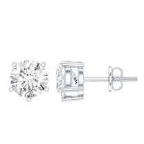 Rosec Jewels Certified Moissanite Stud Earrings for Women - Solitaire Earrings with Screw Back - D-VS1 Quality - Ready to Gift, 925 Sterling Silver