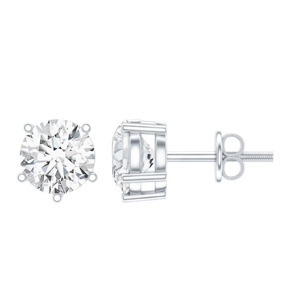 Rosec Jewels Certified Moissanite Stud Earrings for Women - Solitaire Earrings with Screw Back - D-VS1 Quality - Ready to Gift, 925 Sterling Silver