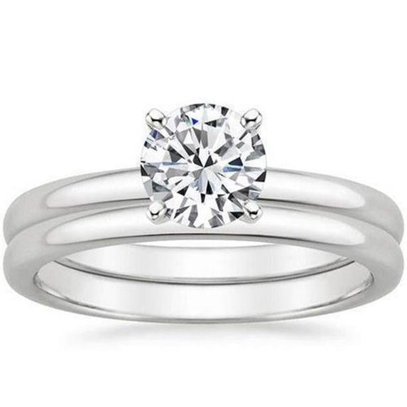 1 CT Round Cut Diamond Solitaire Ring, 14K White Gold - Size 6.5