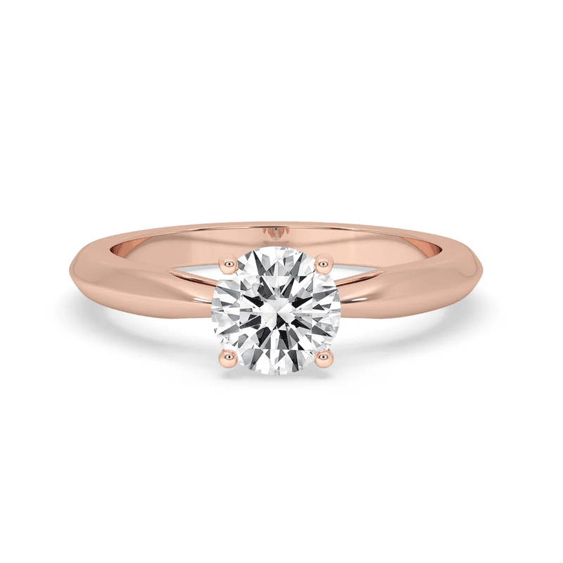 1 CT Round Cut Lab Grown Engagement Ring Solitaire Ring in Solid Rose ...