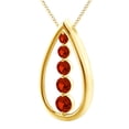 thumbnail image 1 of AFFY 1 CT Round Cut Simulated Red Garnet Teardrop Pendant Necklace In 14k Yellow Gold, 1 of 1