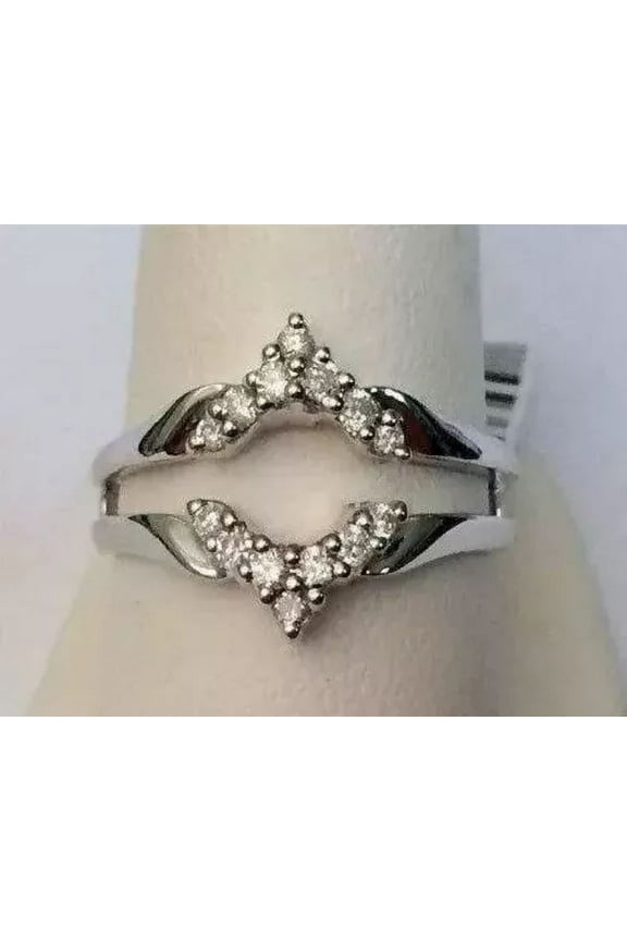 2 CT Round Cut White Diamond Wedding Ring Guard Wrap, 925 Sterling Silver