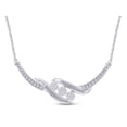 thumbnail image 1 of AFFY 1 CT. T.W. Round & Baguette Cut Natural Diamond Three Stone Bypass Pendant Necklace Along With 18" Chain Jewelry For Women's In 14K Gold Plated 925 Sterling Silver (1 Cttw, I2-I3 Clarity), 1 of 3
