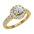 thumbnail image 1 of 1 CT TW Round Cut Halo Diamond Engagement Ring Accented Side-Stone 14K Gold (G,VS), 1 of 5