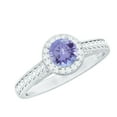 thumbnail image 1 of Rosec Jewels Tanzanite Engagement Ring with Halo - 1/2 Ct - Vintage Style Tanzanite Diamond Ring - AAA Grade - with Jewelry Box, 925 Sterling Silver, US 4.00, 1 of 9