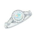 thumbnail image 1 of Rosec Jewels Womens Round Shape Ethiopian Opal Ring with Diamond Accent, 14K White Gold, US 3.50, 1 of 9